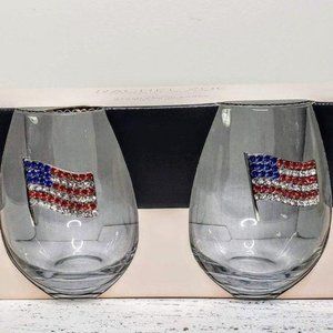 COPY - RACHEL ZOE American Flag Stemless Wine Gla…